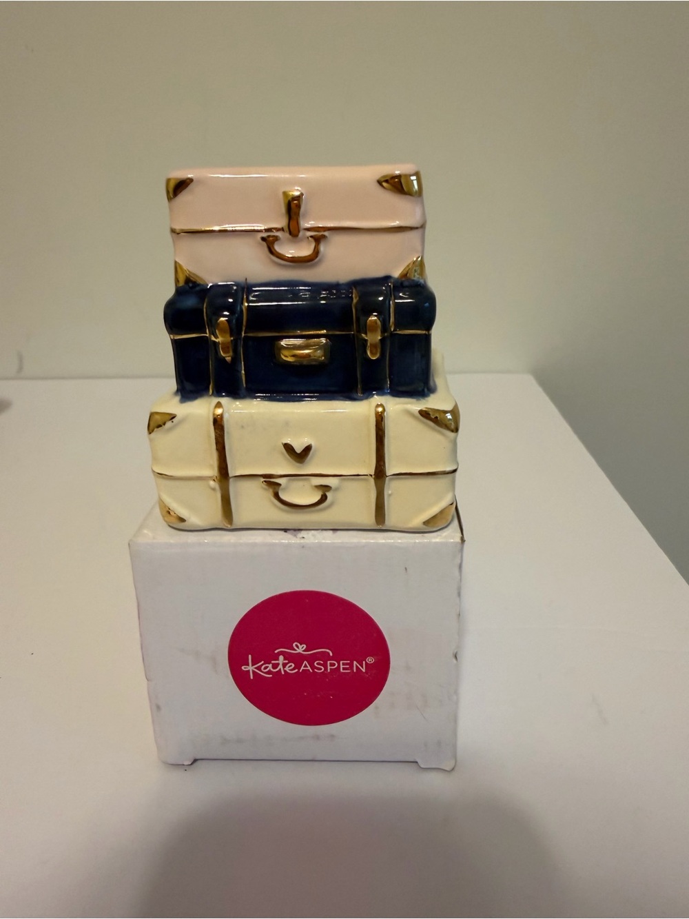 Kate Aspen Stackable Trunk Accent Bag Ornament - Navy, Cream, Blush